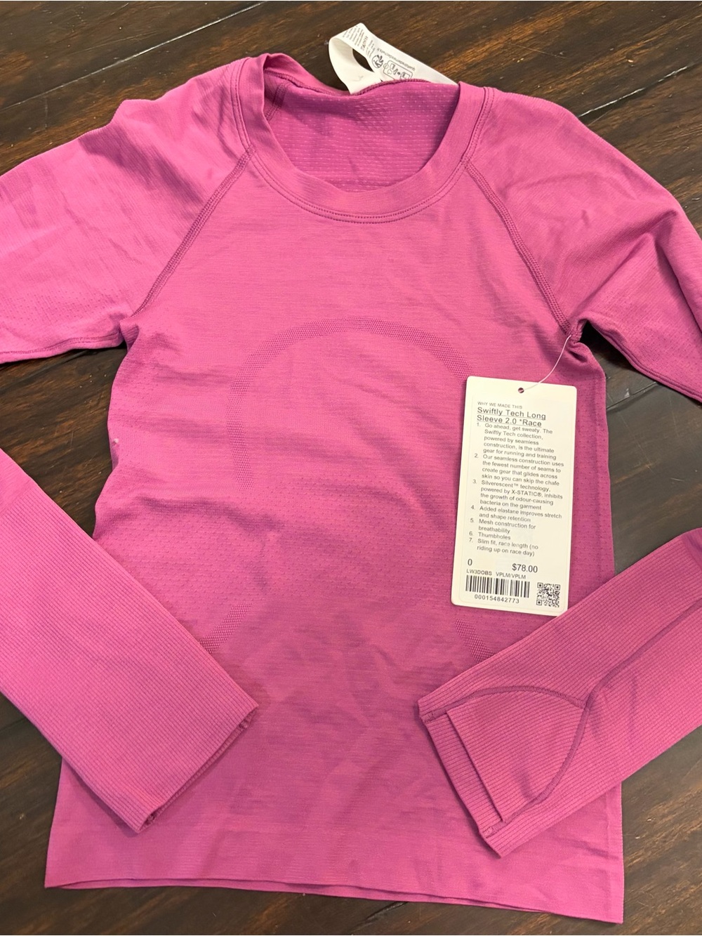 NWT ✨ lululemon athletica Long Sleeve swiftly Tech 2.0 Race Tee -plum